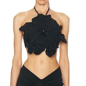 PatBO hand beaded flower top